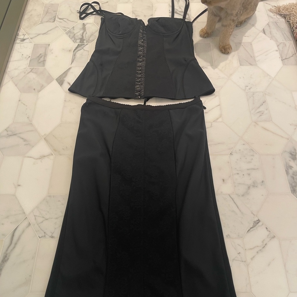D&G Black Skirt Set with Lace Detail